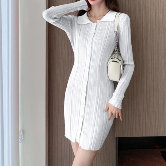 Long sleeve button down sweater dress - Picture 1 of 9